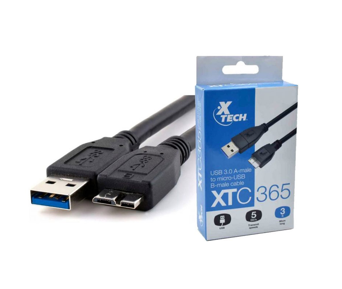 CABLE USB 3.0 A MICRO USB B PARA DISCO DURO EXTERNO XTECH XTC365