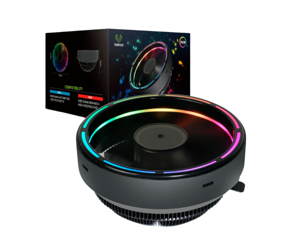 ENFRIADOR PARA CPU, COJINETE HIDRAULICO CON ANILLO FIJO LED RGB INTEL/AMD