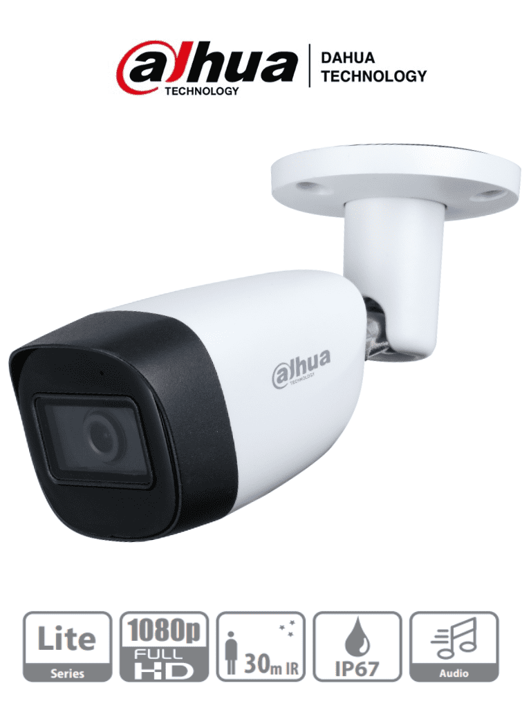 Cámara Bullet Dahua DH-HAC-HF1200CMN Full HD 1080p 2.8mm IR 30m IP67 Metálica